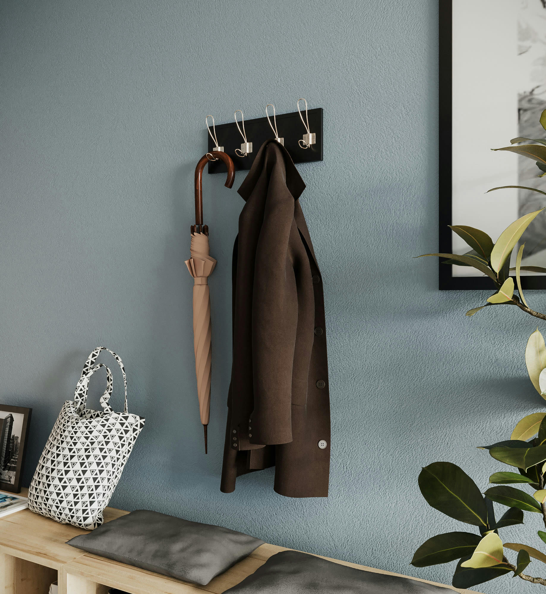 NEVADA - Patère en bois et argent