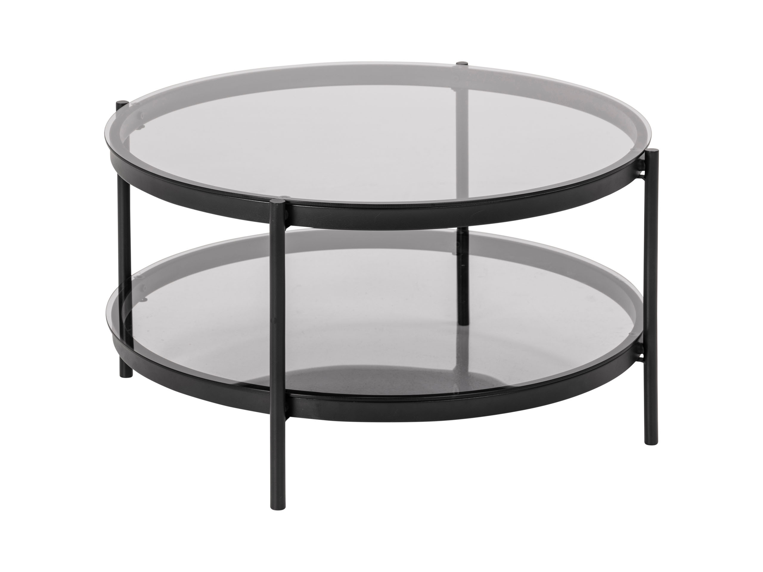 Stolik kawowy okrągły szklany Blackline z półką 79 cm