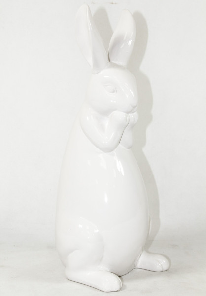 Dekoracja - zatroskany biały królik 39x15x15 cm
