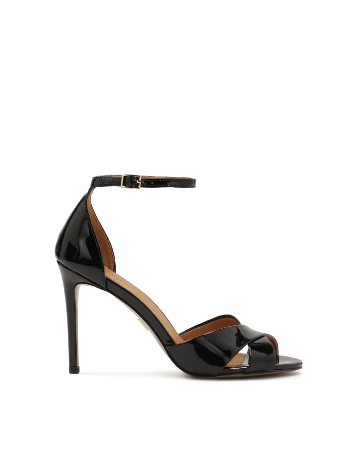 Patent leather high-heeled sandals