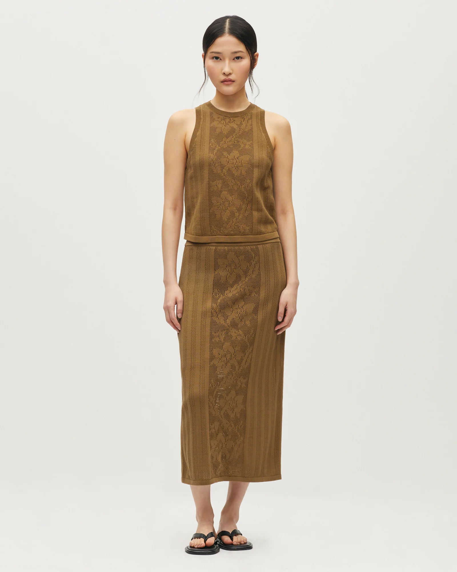 Top sans manches en coton crochet