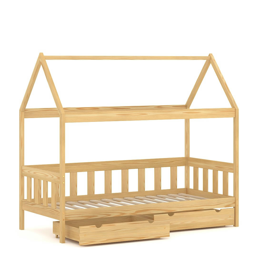 - Lit simple en pin massif 200x90 naturel