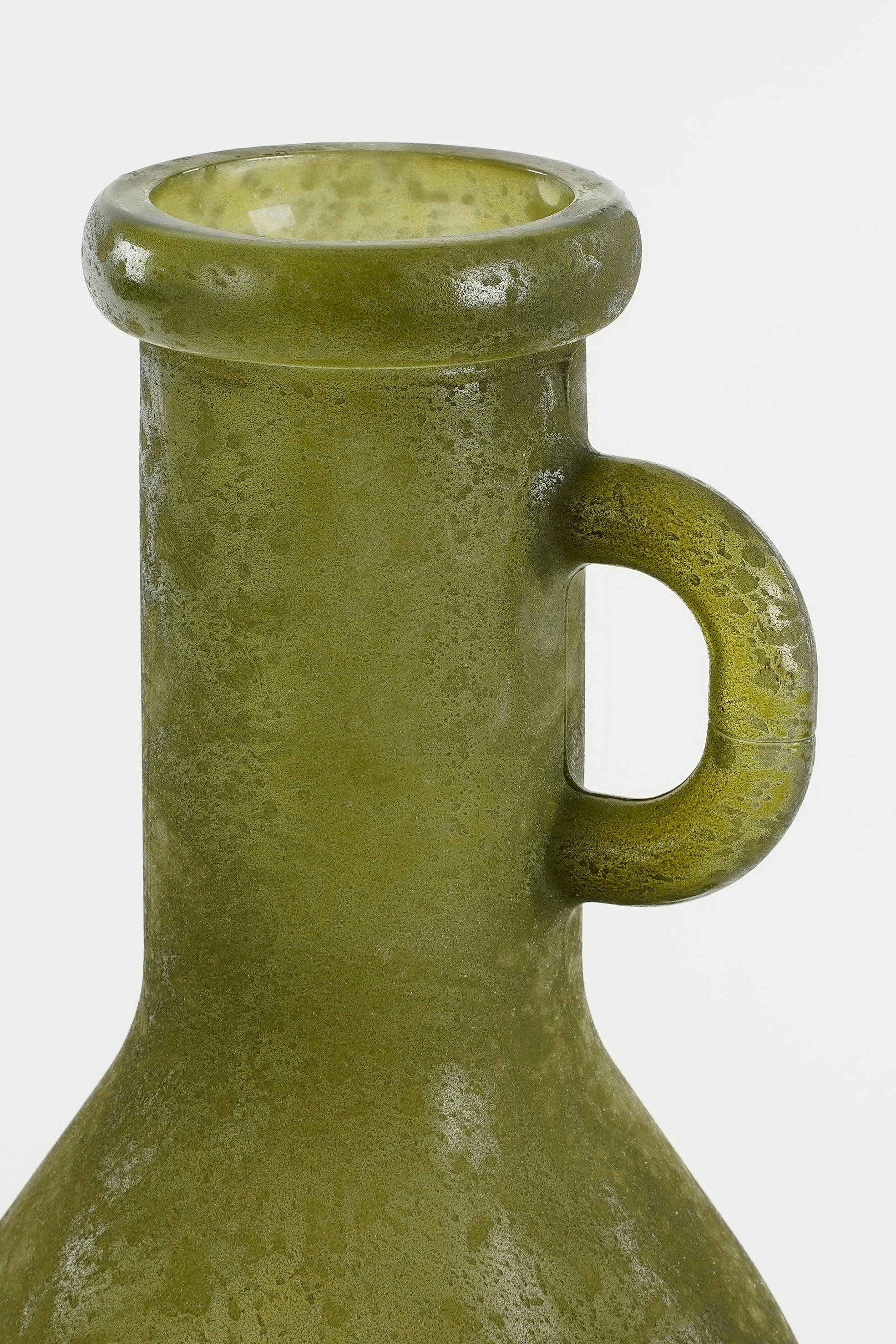 RIOJA - Vase bouteille en verre recyclé avec piognée vert foncé H75