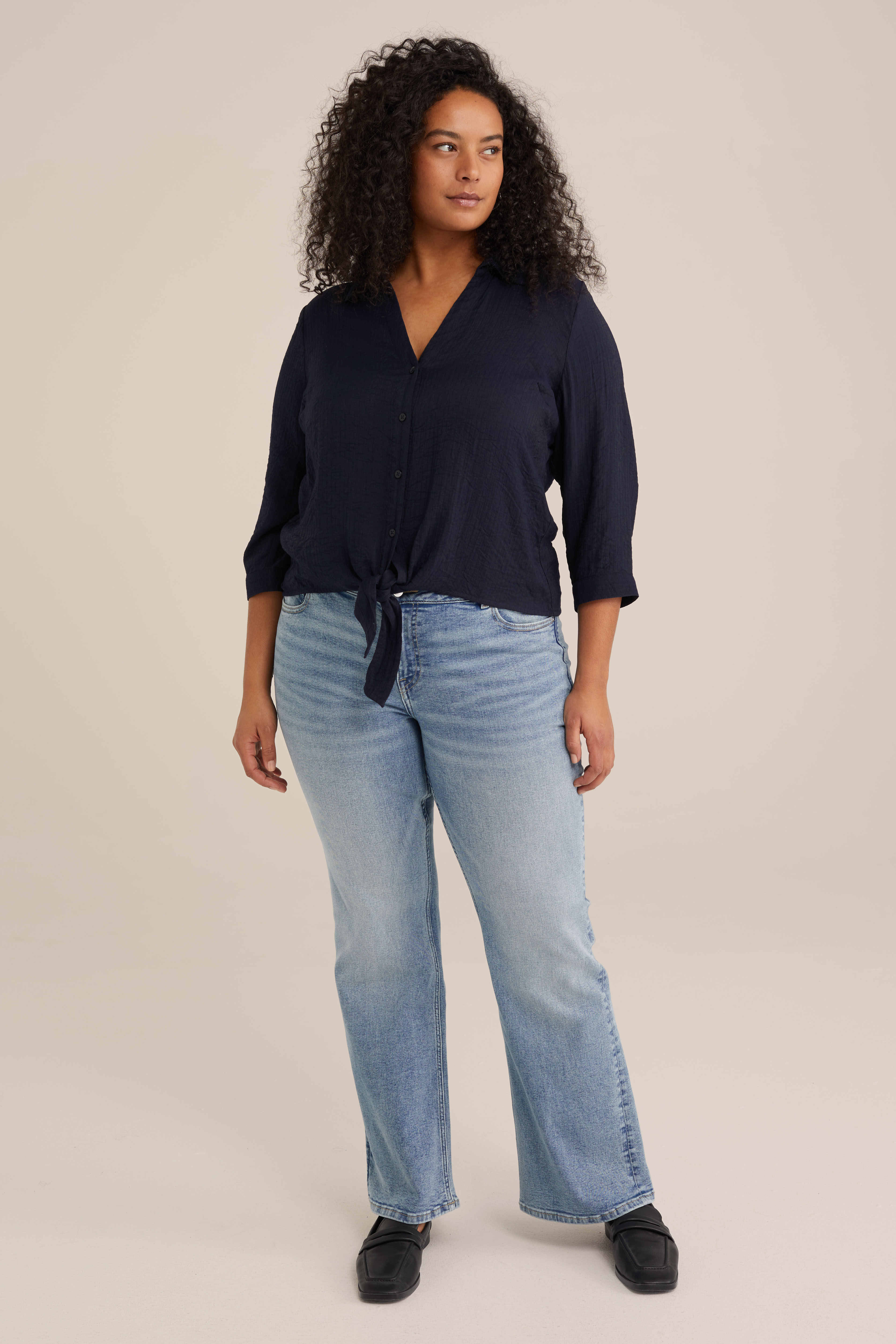 Dames blouse met knoopdetail - Curve