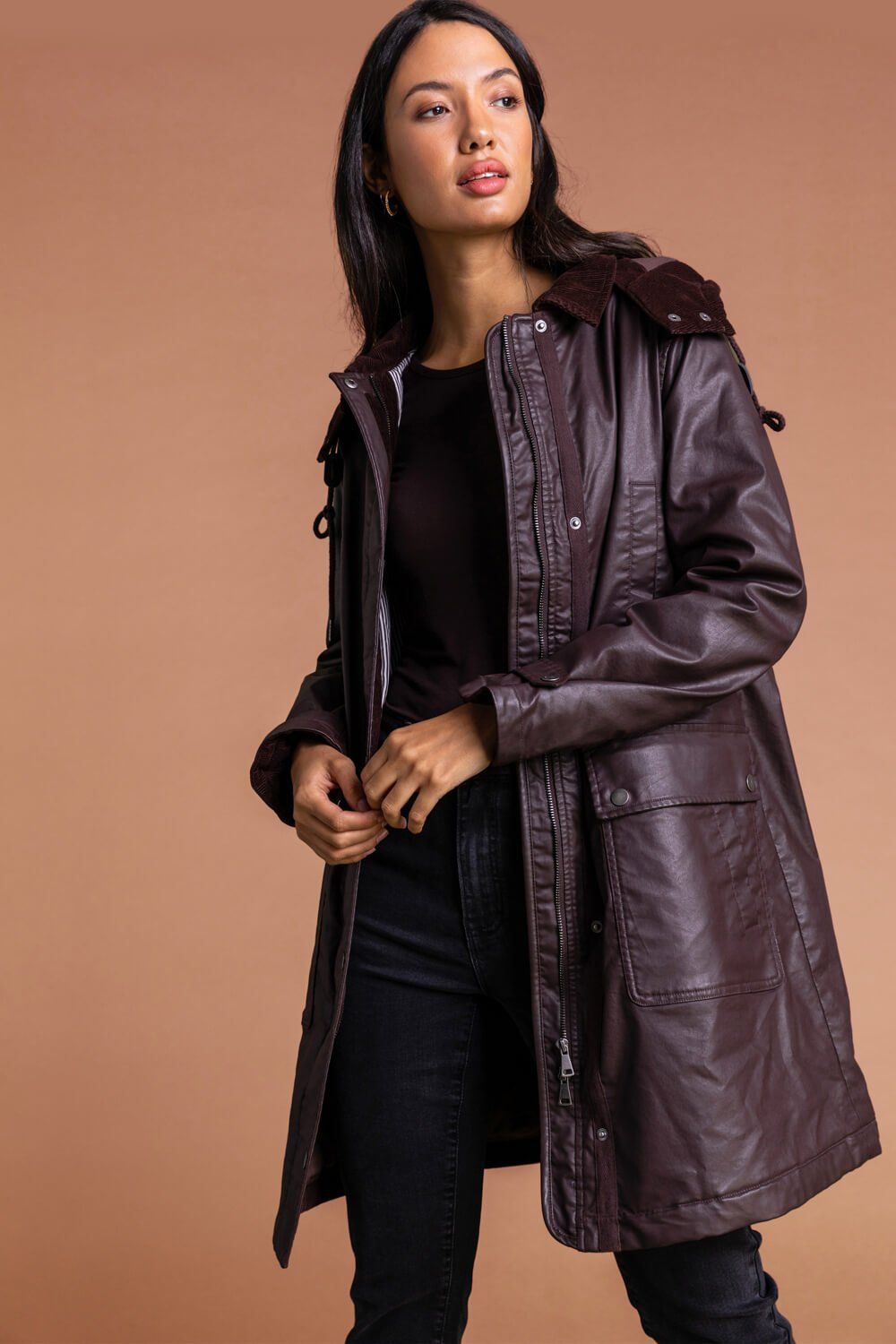 Roman Waxed Longline Hooded Coat