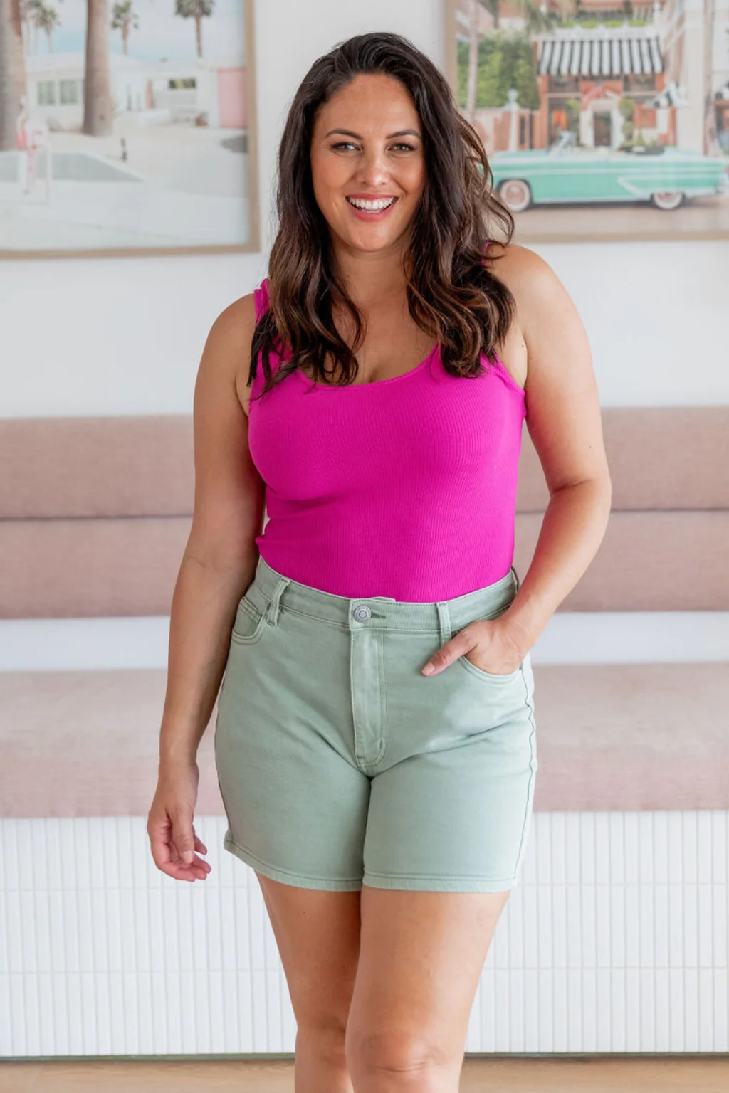 Lucas Denim Shorts in Green