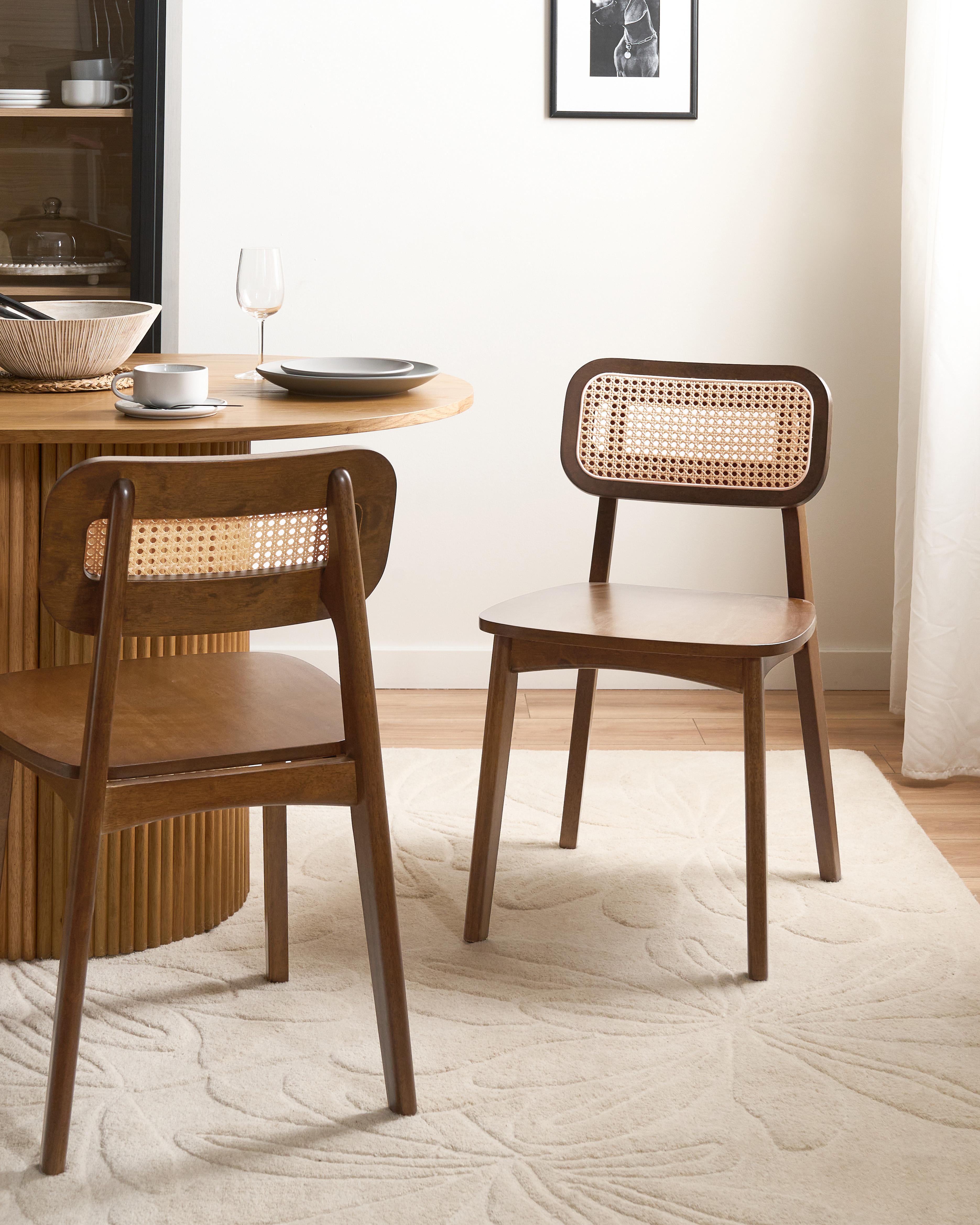 Set of 2 Dining Chairs KENO Wood Light Brown/ Brown