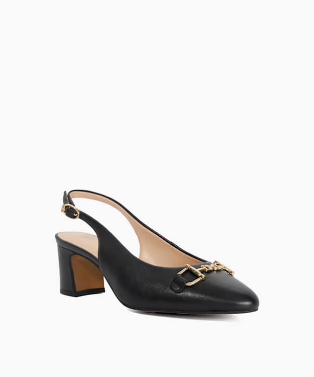 Diplomatic Black - Sling-Back Snaffle Trim Court Shoes