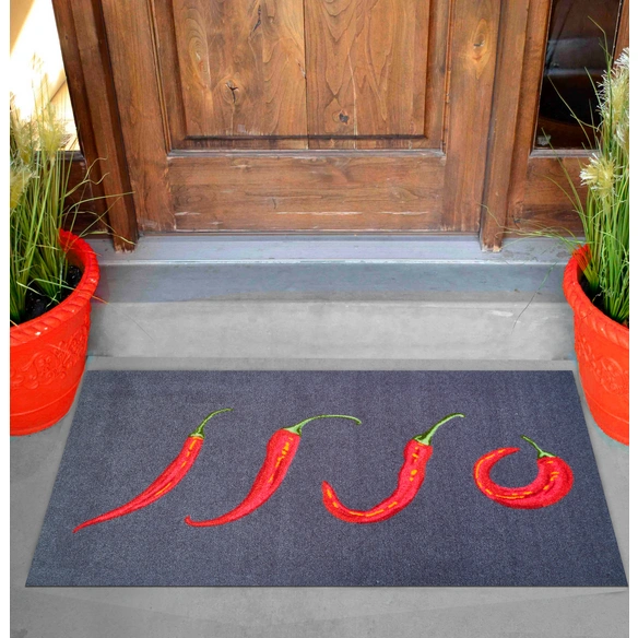 Fußmatte »Hot Chili«, BxL: 60 x 85 cm, grau, aus 100% Polyamid