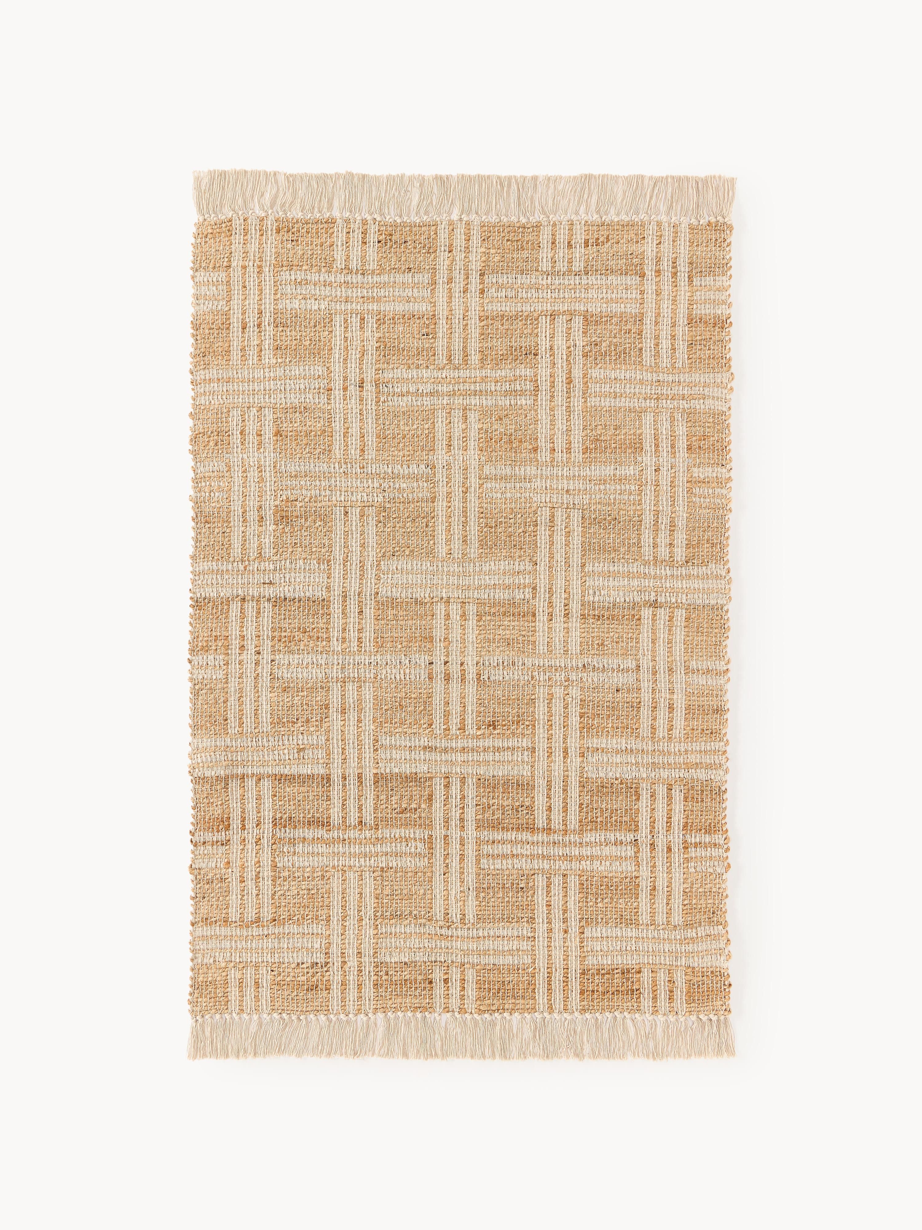 Handgewebter Jute-Teppich Almir mit Fransen