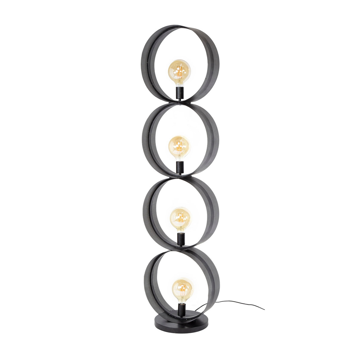 Giga Meubel Vloerlamp Ring - Zwart Metaal - 4-Lichts - 40x30x162cm