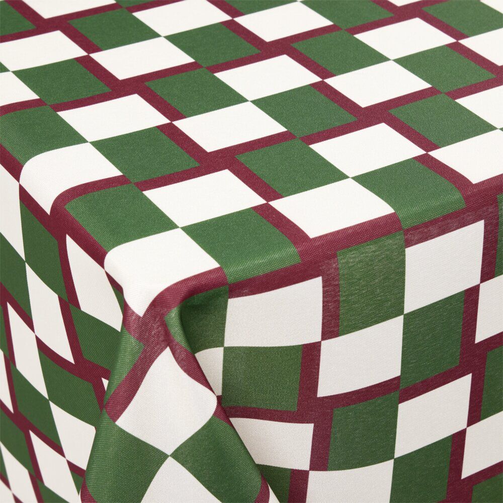 Nappe rectangulaire polyester vichy beige vert 150x250cm