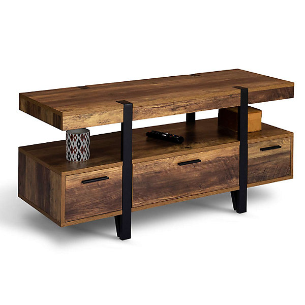 Meuble TV 113 cm AUSTRIA avec tiroirs bois pieds épingle