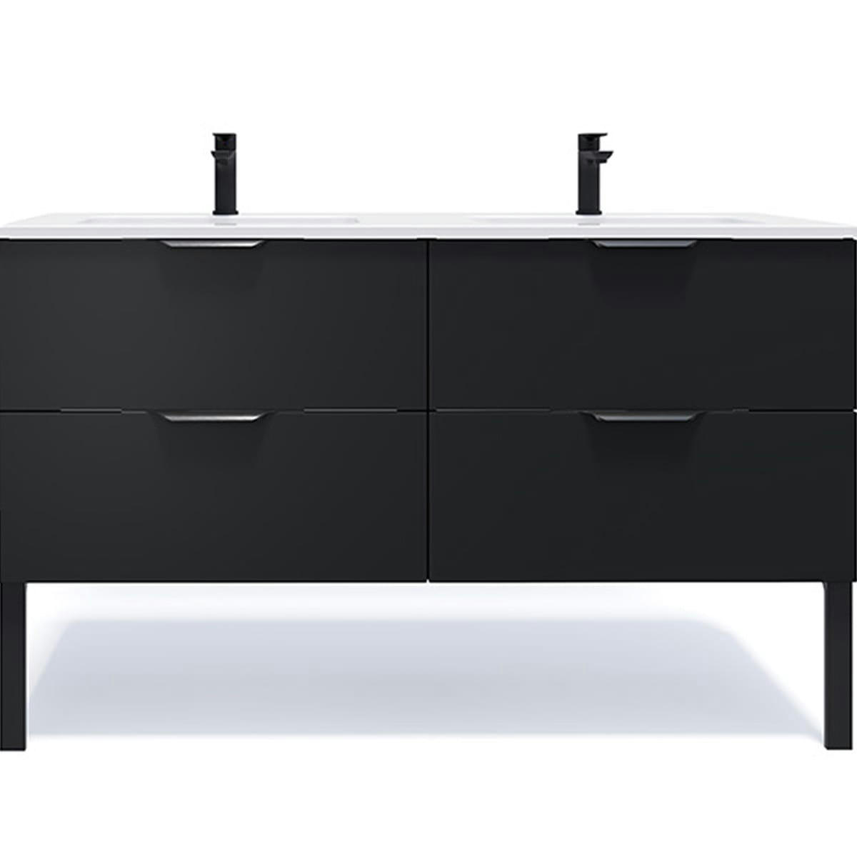 SOHO - Meuble salle de bain double vasque 140cm 4 tiroirs Noir