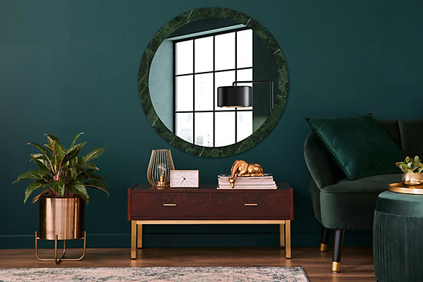 Miroir Circulaire avec Cadre Imprimé Décoratif Tulup 100 cm - 86 cm Marbre Vert