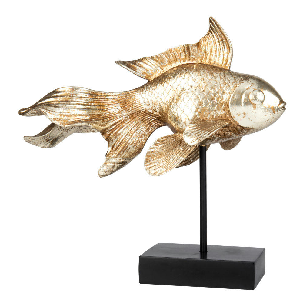 PHAM - Statue poisson doré H32