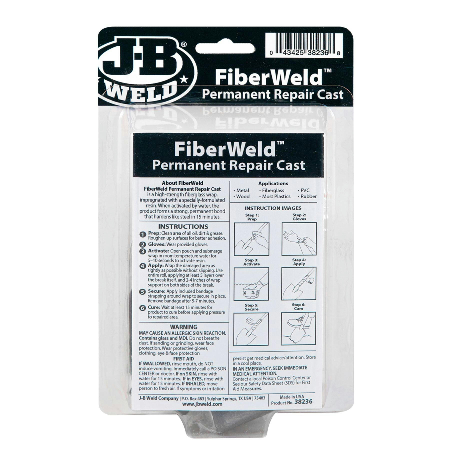 J-B Weld FiberWeld Clear, 48-mm x 8.2-m Water-Activated Fiberglass Wrap & Adhesive,