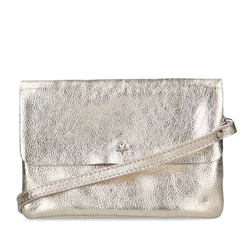 Manfield Goudkleurige metallic leren clutch