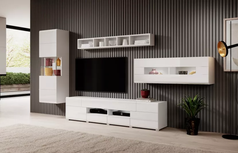Szafka RTV TOLEDO 2D4S 208 biała połysk
