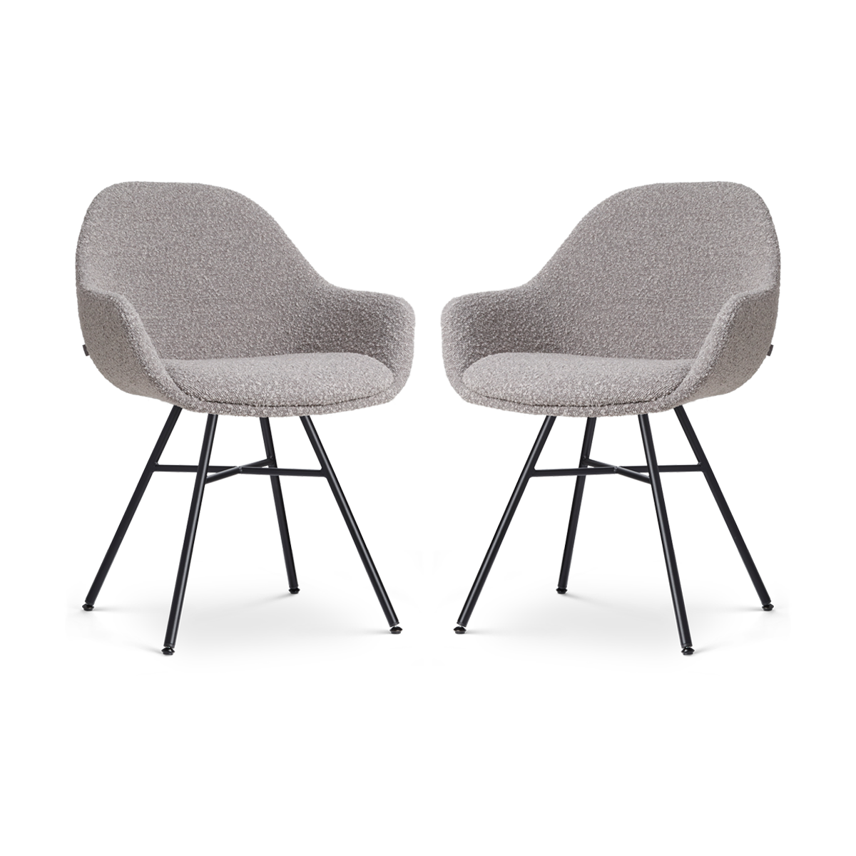Nolon Noa-Mae Eetkamerstoelen Set van 2 - Bouclé Taupe - Zwarte Poten