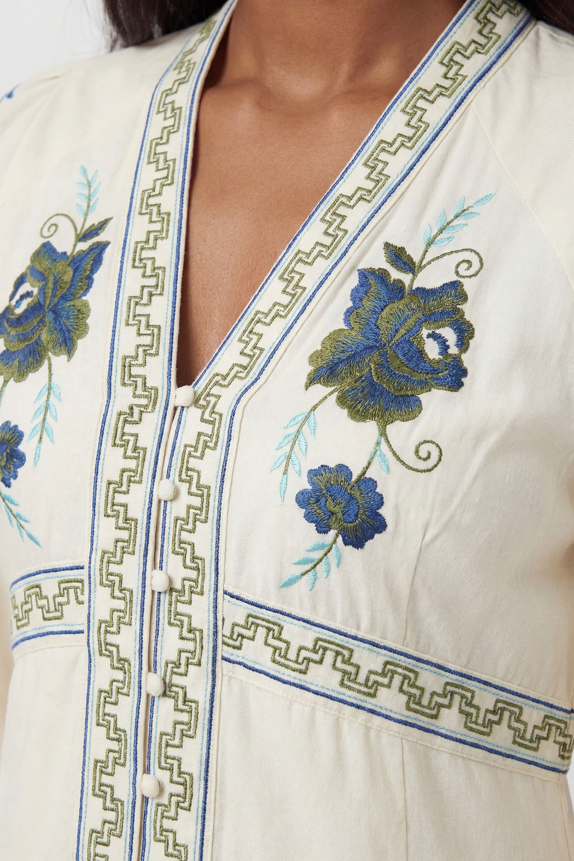 KarenMillen Embroidered Cotton Twill Woven Maxi Dress