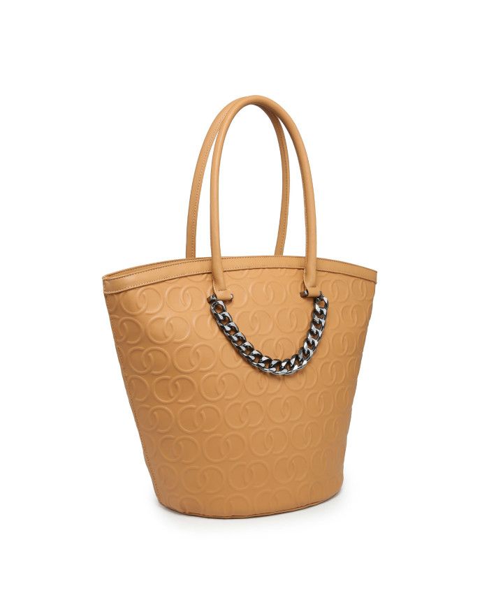 JFY Ring Pattern Chunky Metal Chain Tote Bag