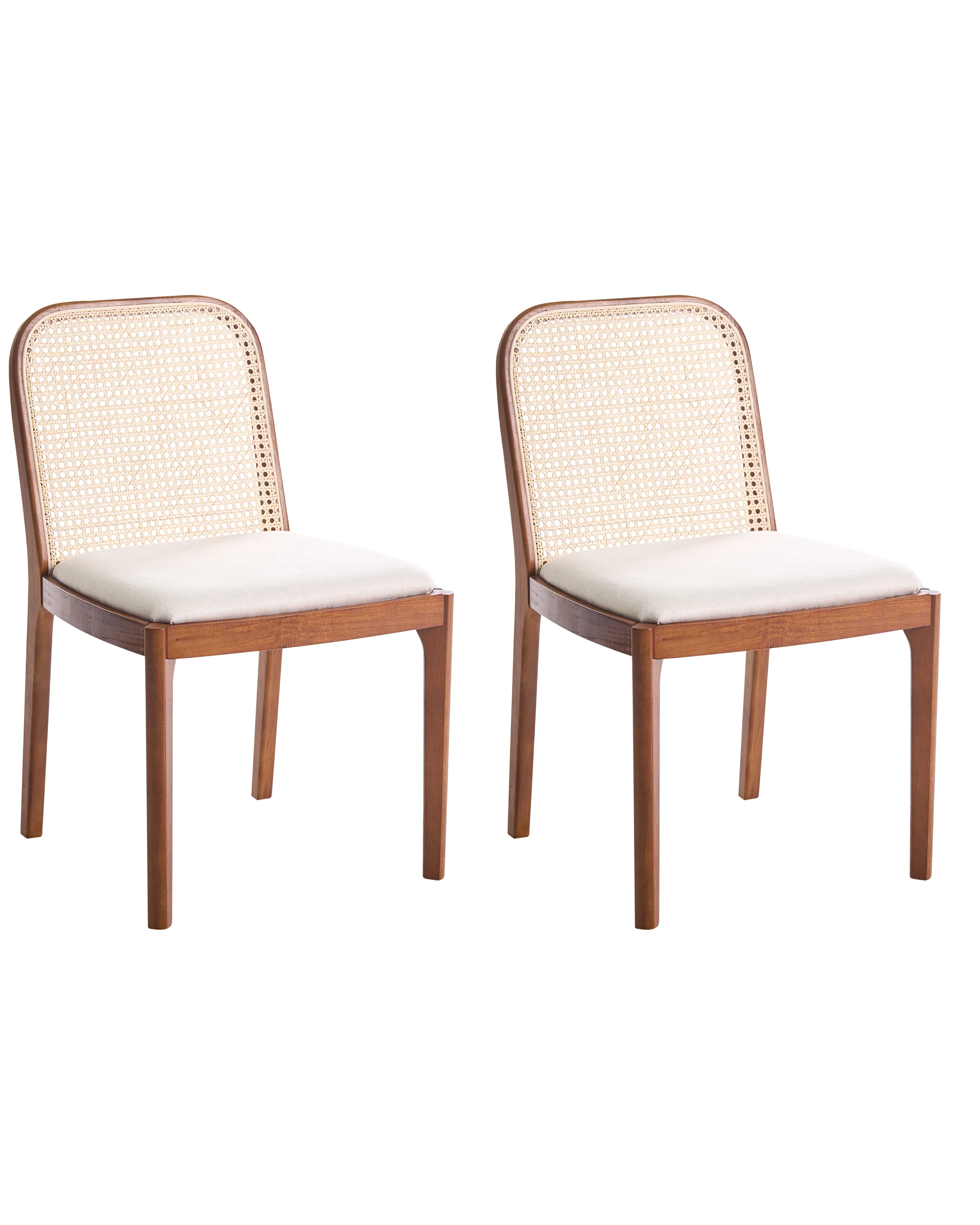 Set of 2 Dining Chairs EDINA Fabric Brown/ Beige
