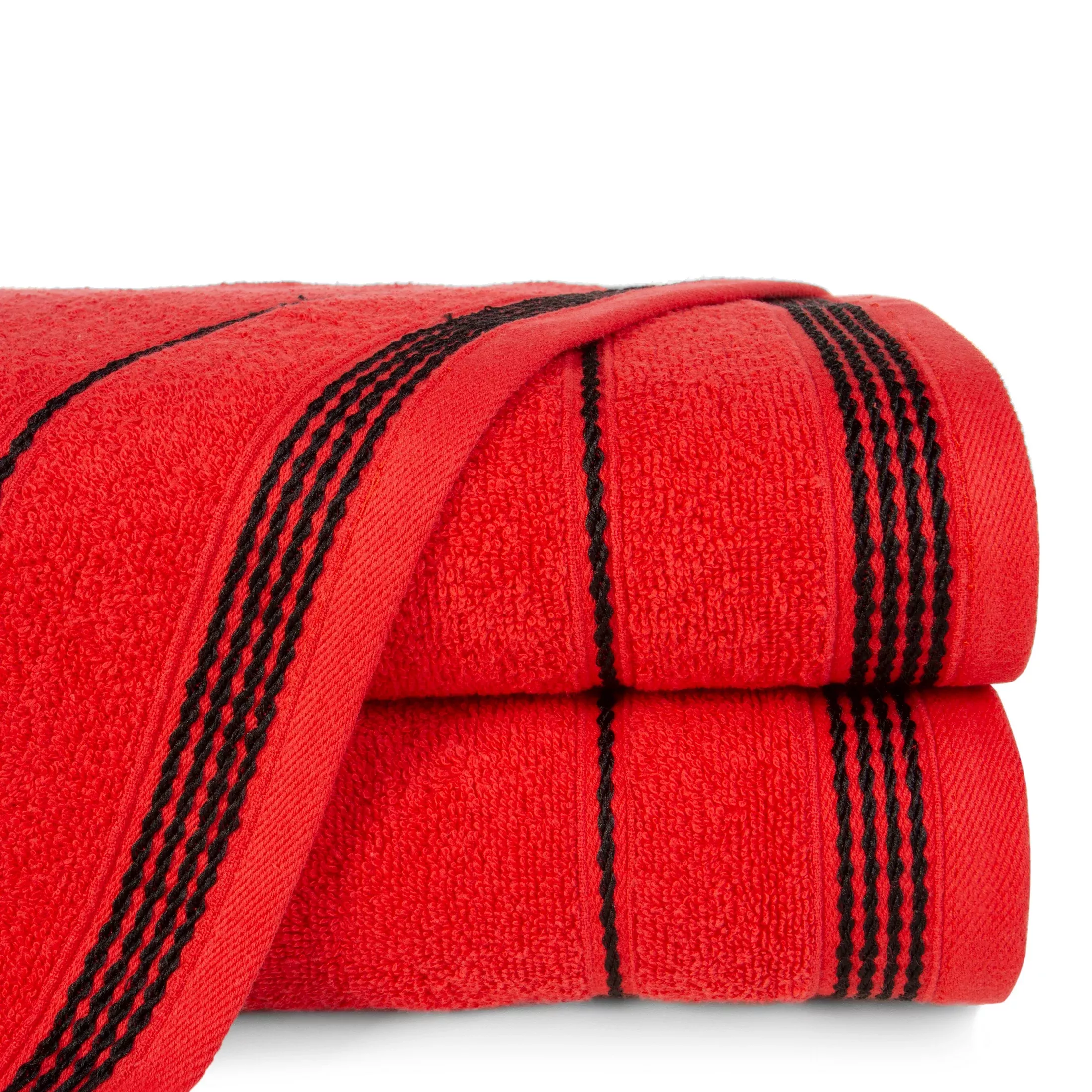 Ręcznik do rąk 30x50 cm bawełniany kolor czerwony ze stębnowaną bordiurą 500 g/m2 MIRA