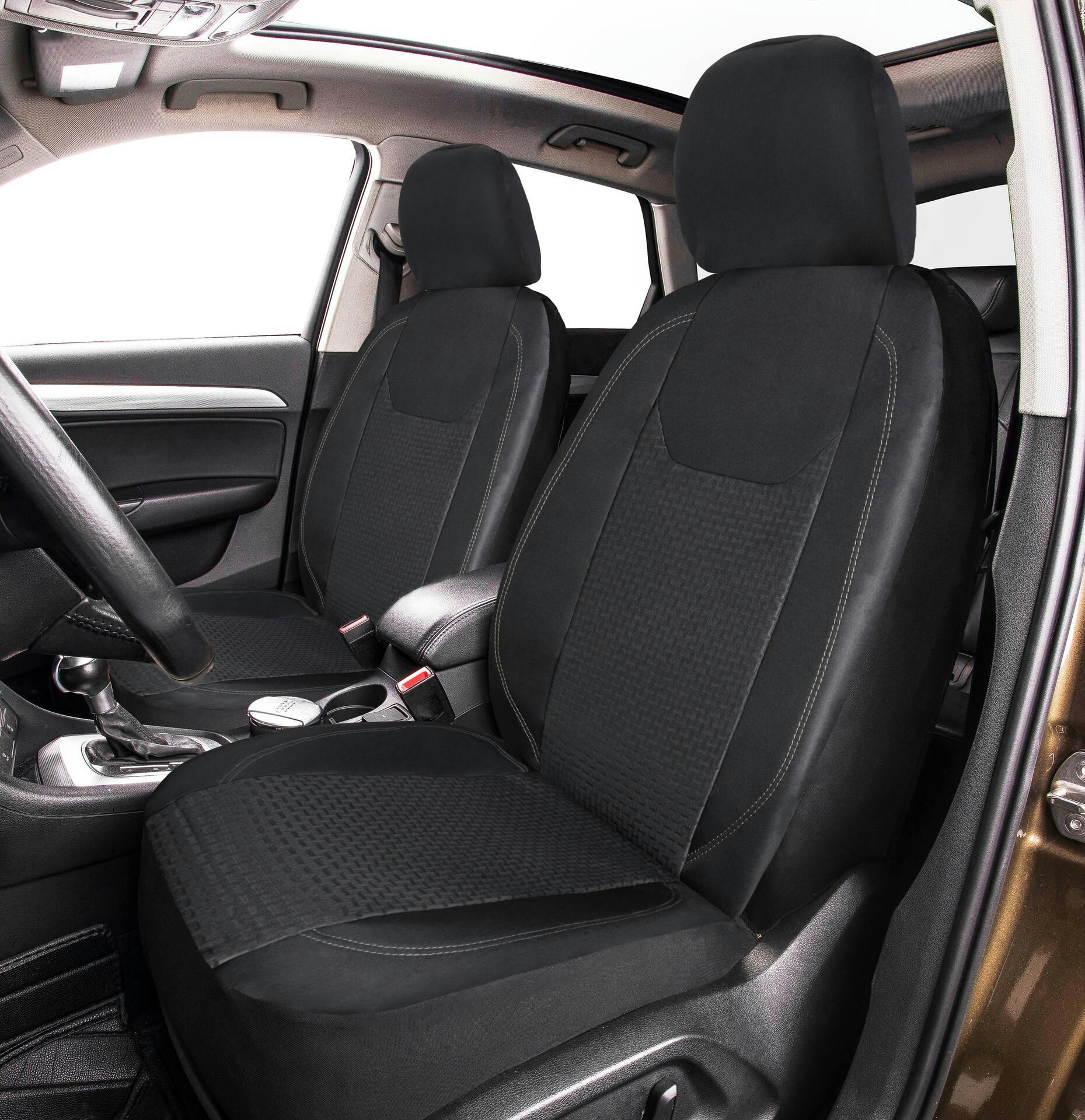 AutoTrends Jacquard Truck Seat Cover, Black, 2-pk