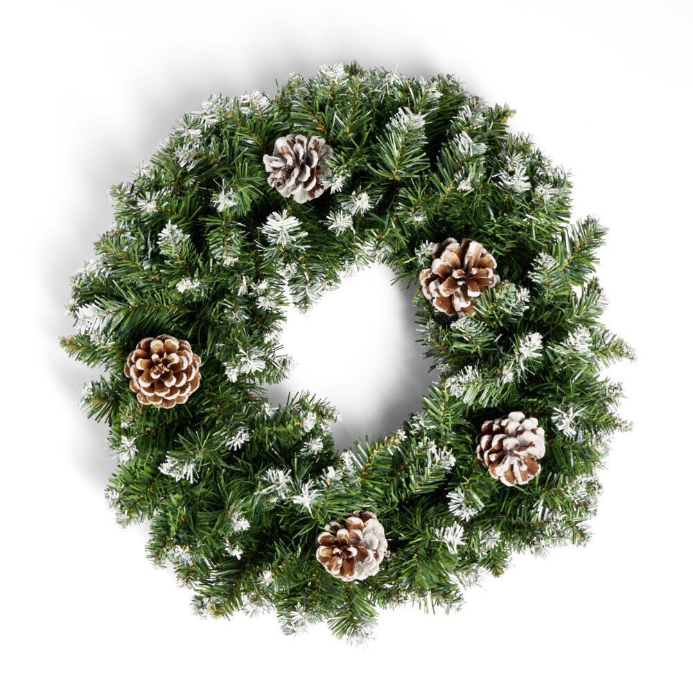 Couronne de No&euml;l sapin artificiel et pomme de pin vert Ø45cm