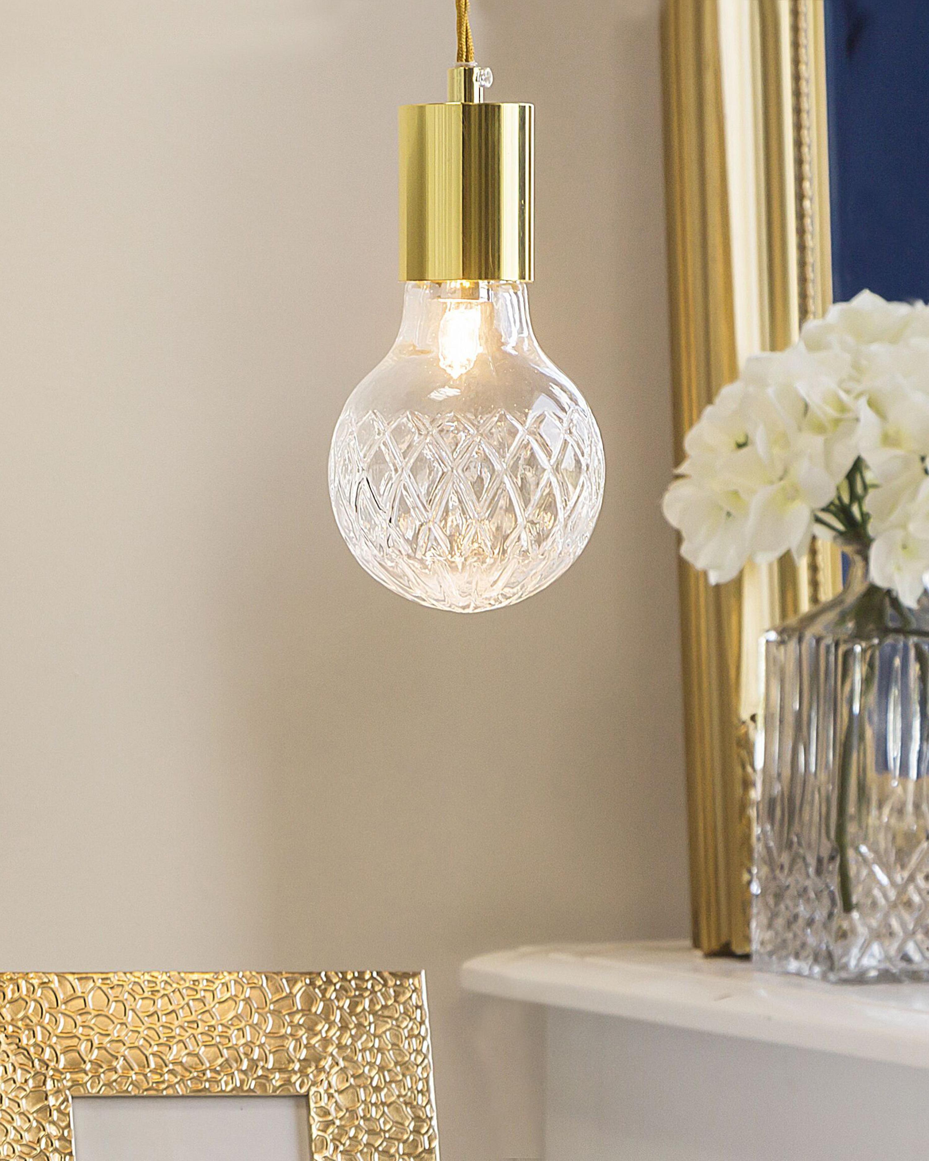 Set of 2 Pendant Lamps ANZA Glass Gold
