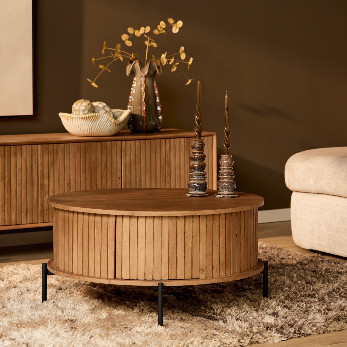 StarFurn Salontafel Madison - Naturel Hout - 80x80x40cm