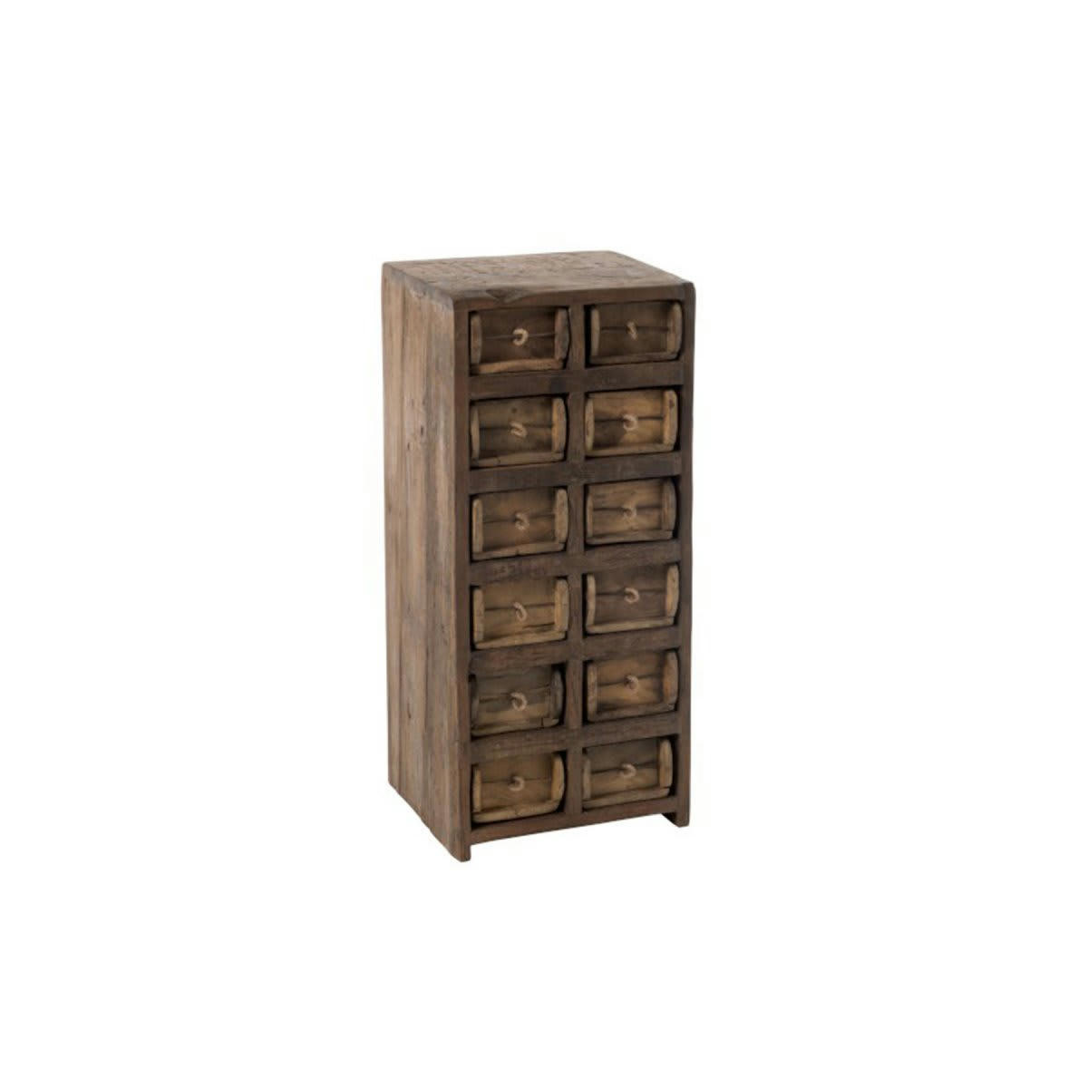 BAZA - Commode haute 12 tiroirs en bois recyclé