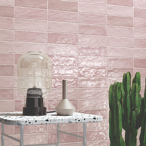 Carrelage effet Zellige Rose 20x6,5x0,85 cm Brillant Orisel - Mur intérieur (vendu par carton de 0,5 m²) - RO'MA CARRELAGE