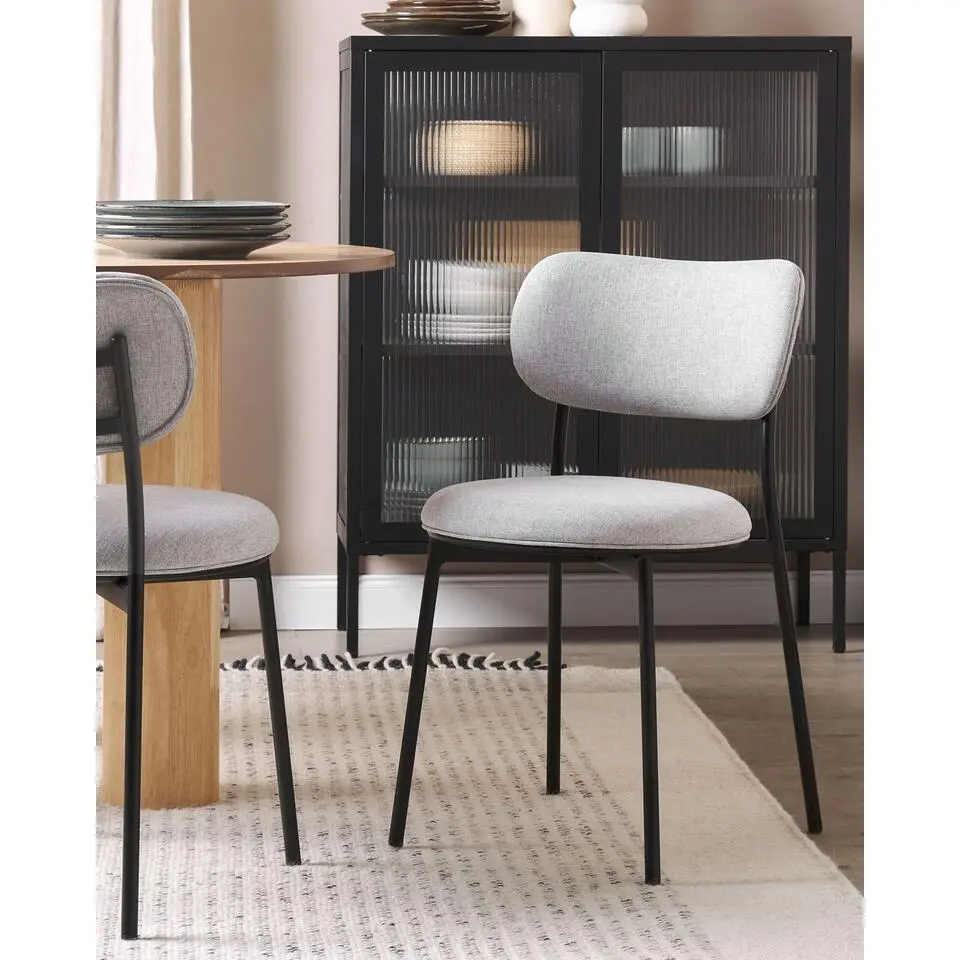 CASEY - Eetkamerstoelen set van 2 - Grijs - Polyester