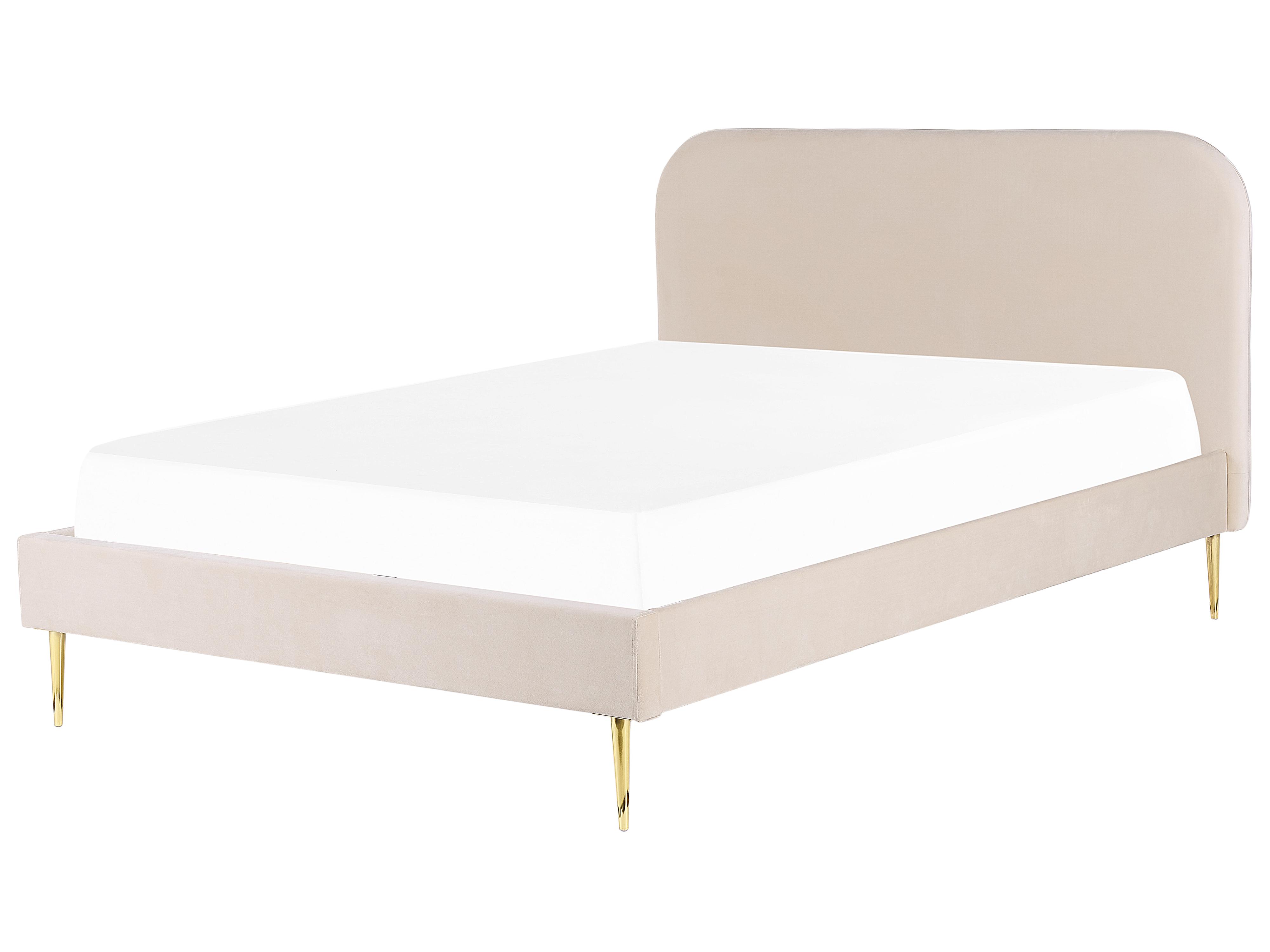 Bed Velvet FLAYAT 180 x 200 cm (EU Super King) Light Beige