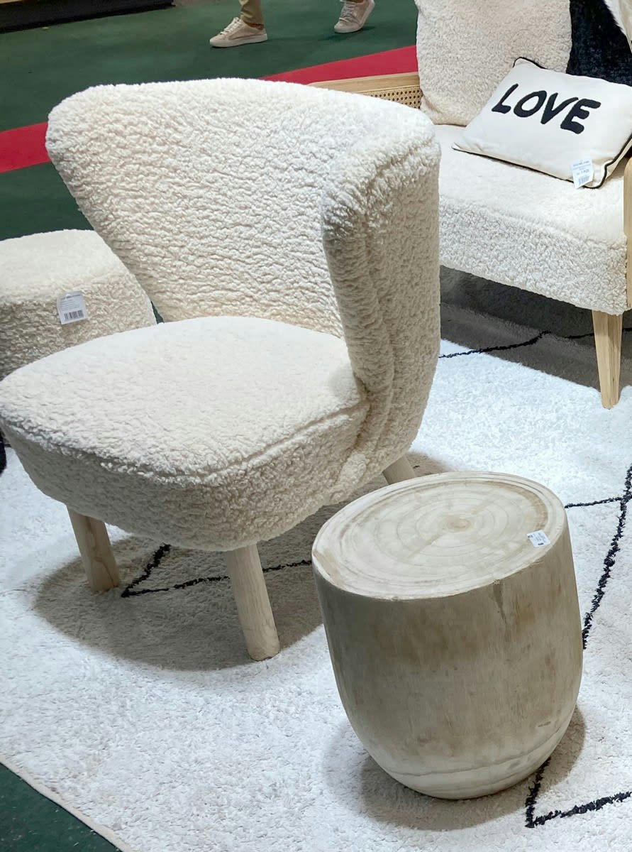 ALPES - Fauteuil en fausse fourrure blanche