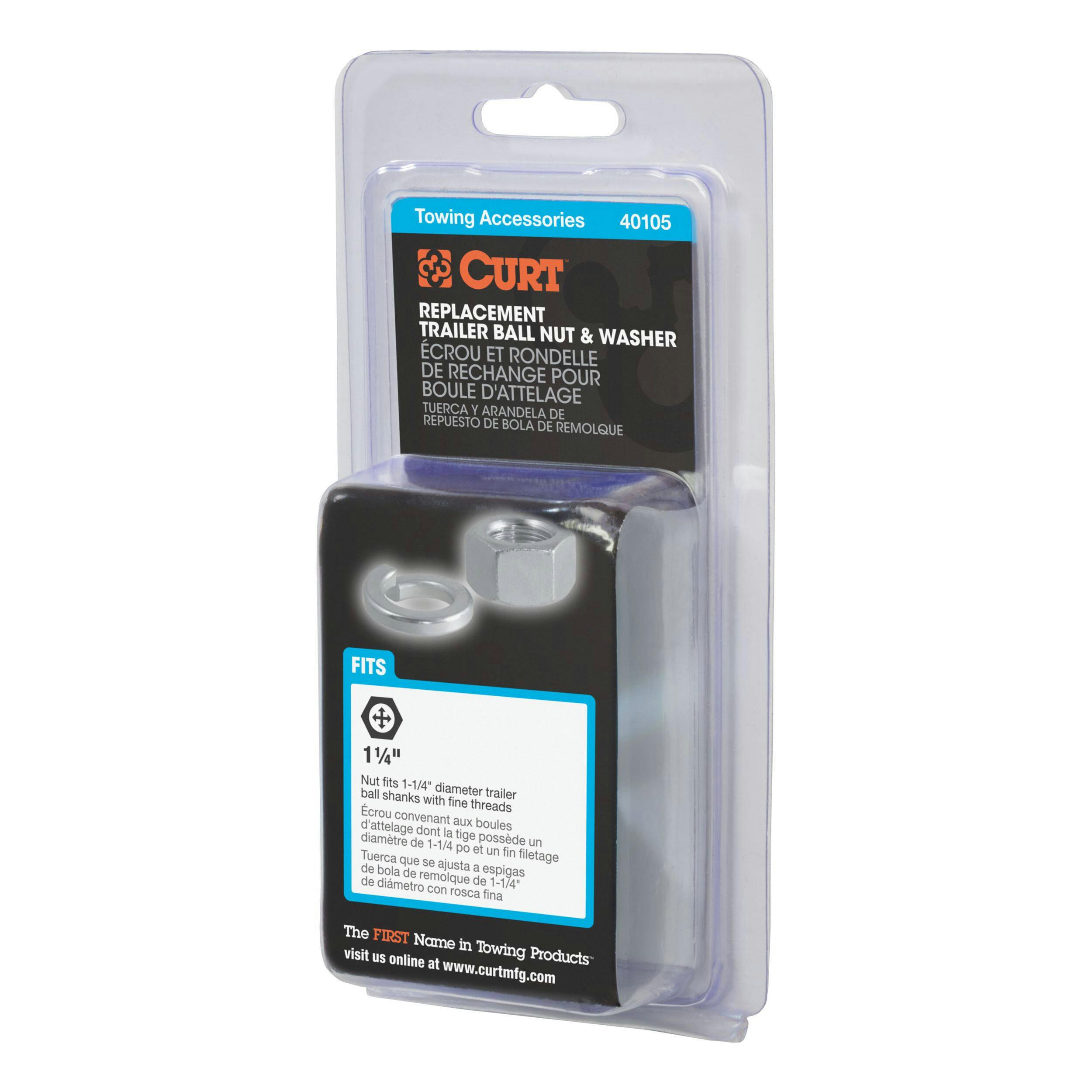 CURT Replacement Trailer Ball Nut & Washer for 1-1/4-in Shank