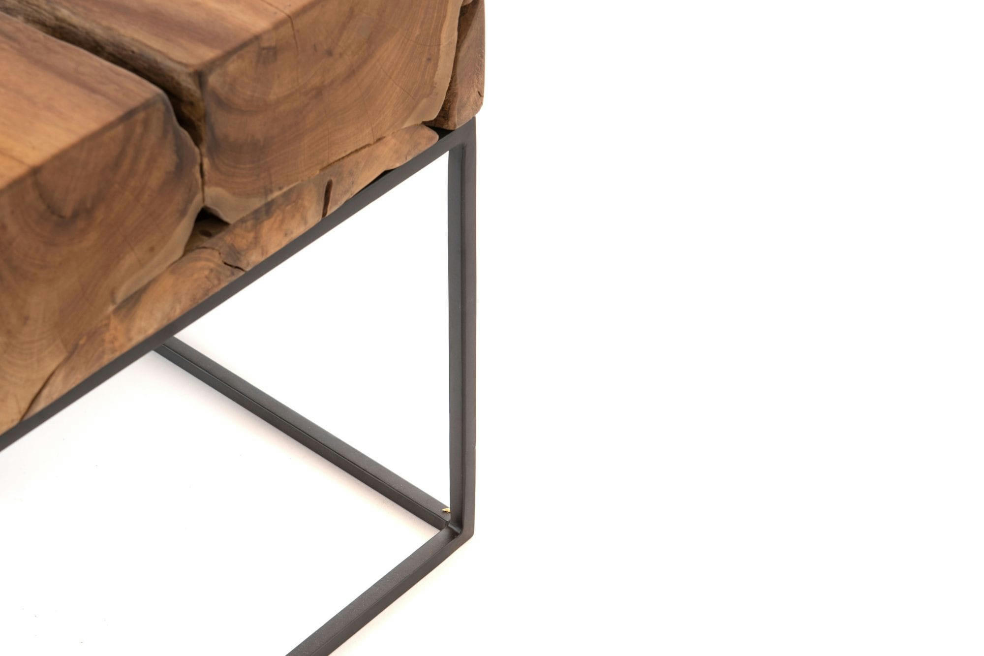 MONTREAL - Bout de canapé en teck massif et métal noir