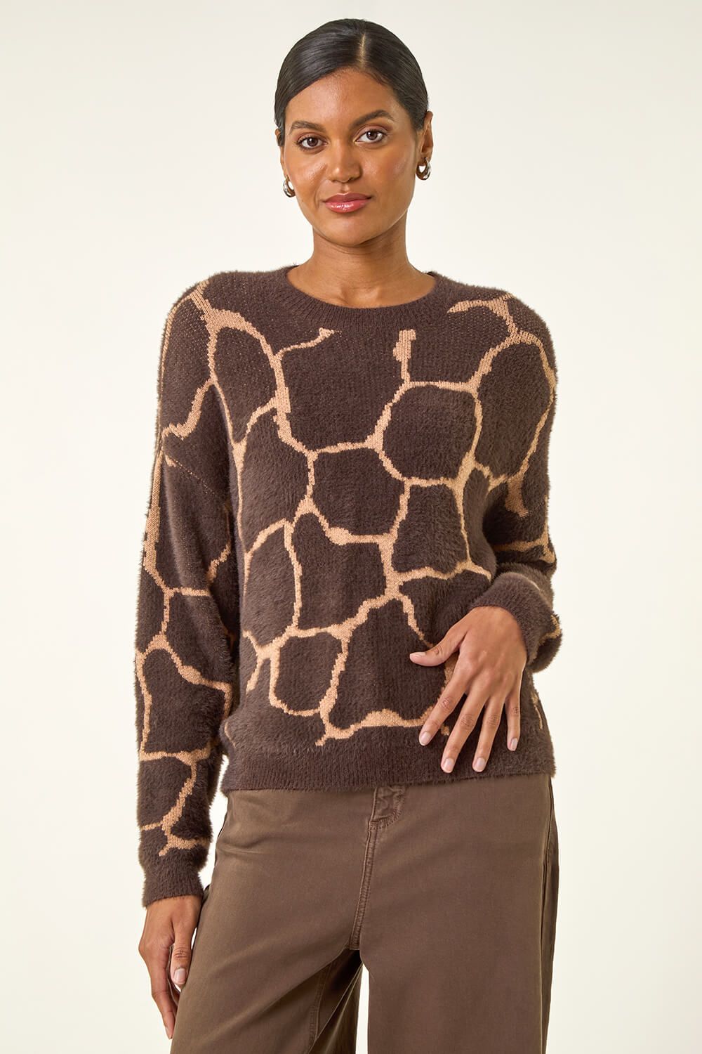 Roman Fluffy Animal Print Knit Jumper