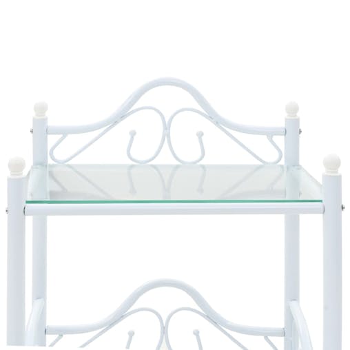 NNEVL Bedside Tables 2 pcs Steel and Tempered Glass 45x30.5x60 cm White