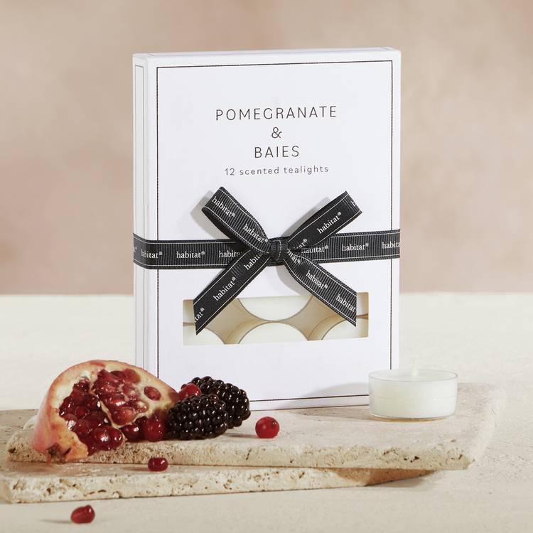 Habitat Pack of 12 Tealight Candles - Pomegranate & Baies