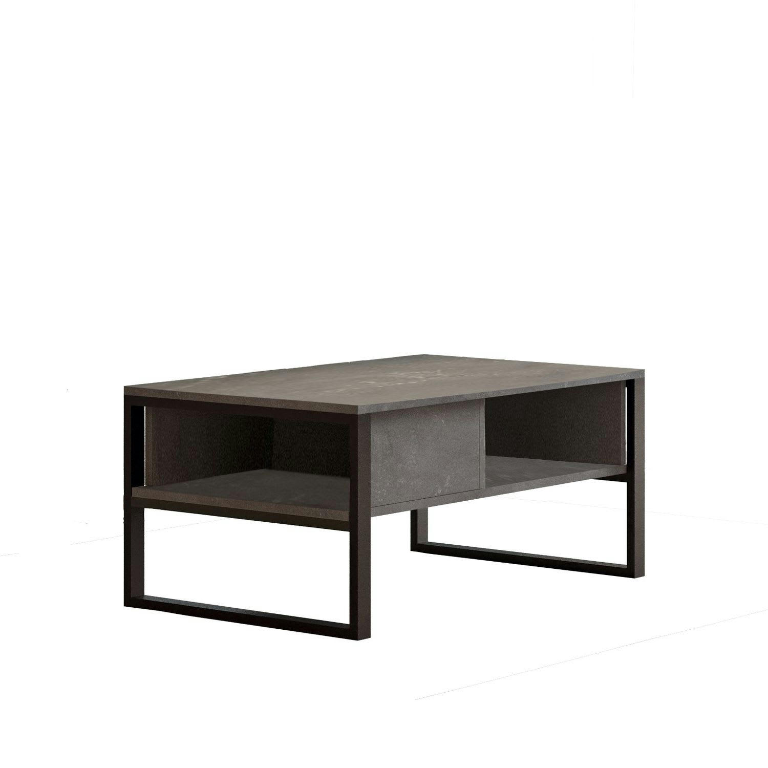 - Table basse avec 2 niches de rangement en panneaux de particules et