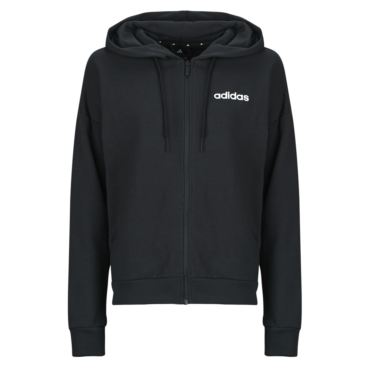 adidas - Essentials Linear Full-Zip French Terry Hoodie - Black