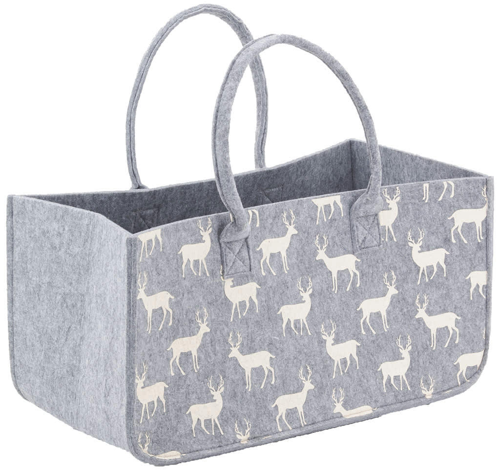 - Sac à bûches en feutrine 50 x 25 cm gris clair