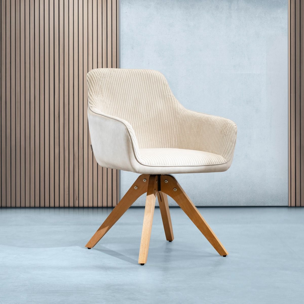 Krzesło PESA w tkaninie łączonej beżowe obrotowe 56x60x82 cm