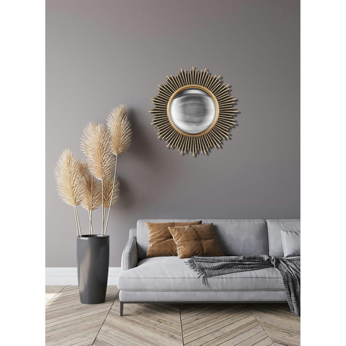 - Miroir soleil convexe doré 24,5cm int et 45cm ext