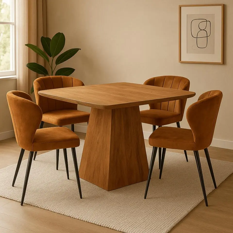 Mangohoutonline - Eettafel Nova Vierkant 110x110cm Vierkant - Bruin - Mahom