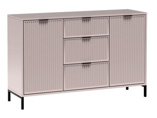 Komoda LINK LS-2 kaszmir 135 cm RYFLOWANE FRONTY