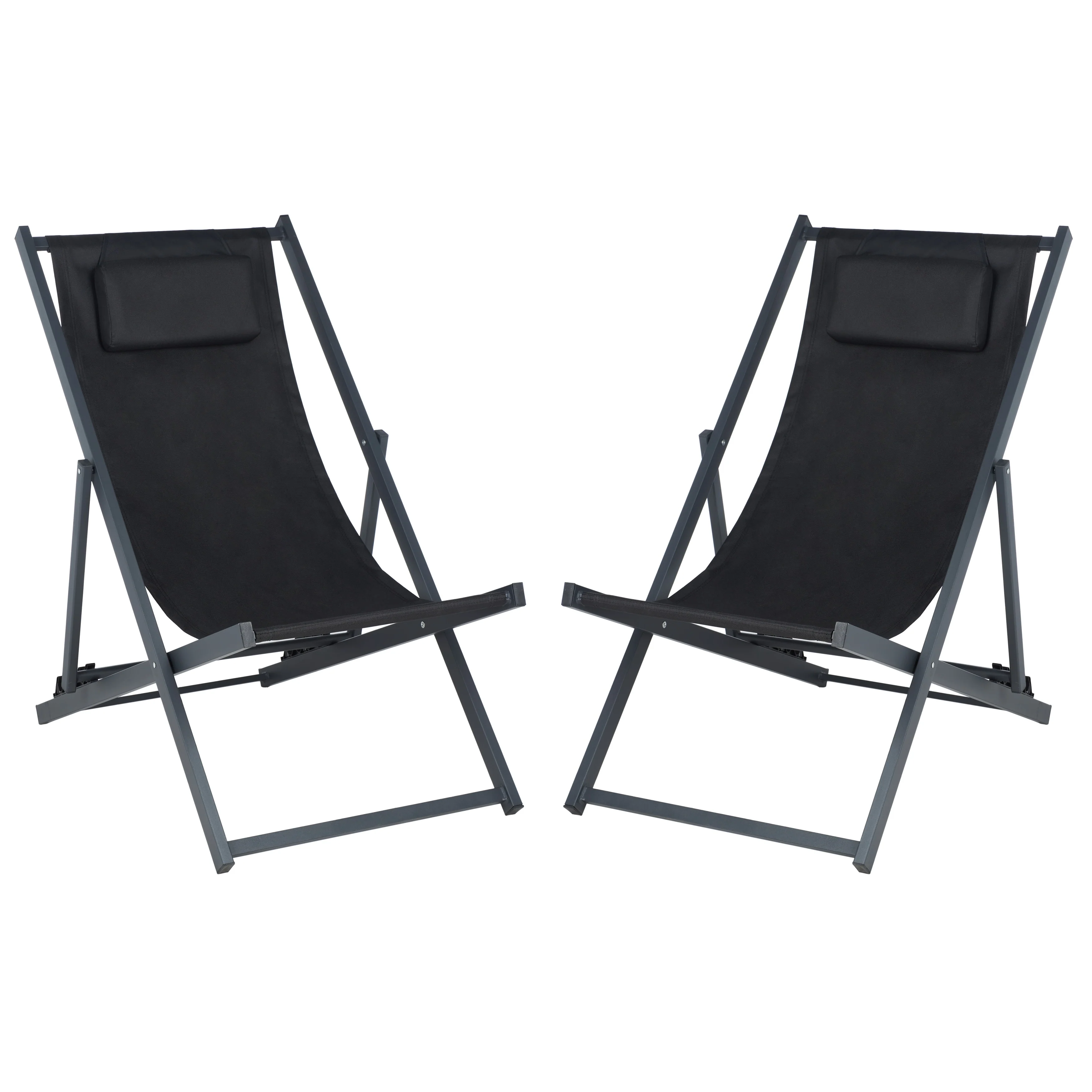SAFAVIEH Outdoor Charlee Set of 2 Sling Chairs - 42 W x 26 D x 31 H - 42Wx26Dx31H